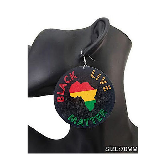 JAE36376 - Black Lives Matter Wood Earring