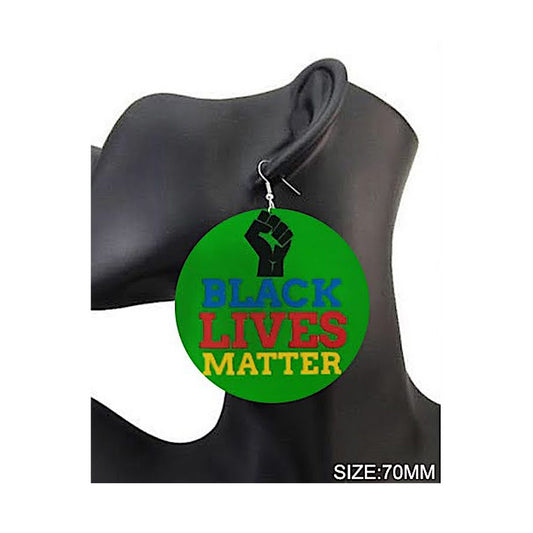 JAE36377 - Black Lives Matter Wood Earring