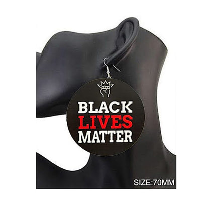 JAE36378 - Black Lives Matter Wood Earring