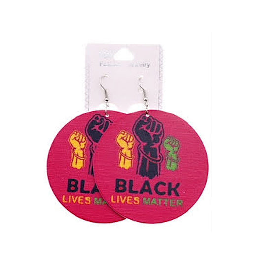 JAE36408 - Black Lives Matter Wood Earring