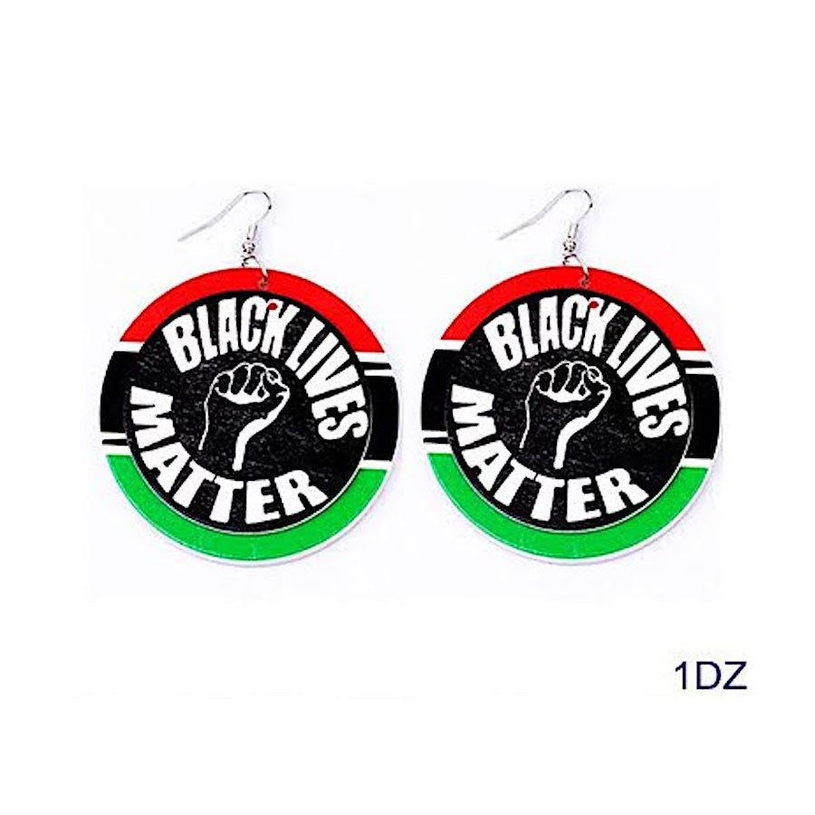 JAE36409 - Black Lives Matter Wood Earring