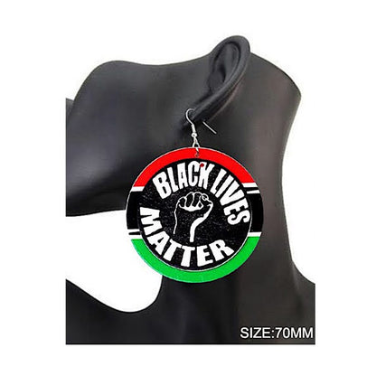 JAE36409 - Black Lives Matter Wood Earring