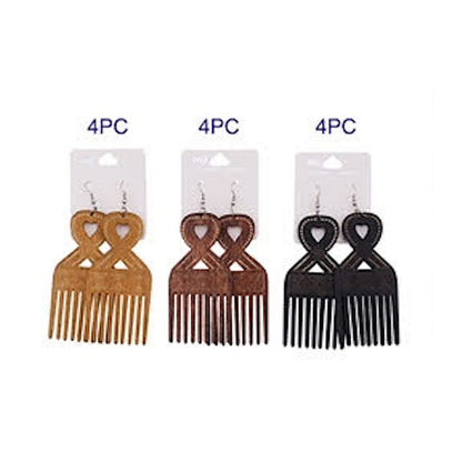 JAE36444 - Wood Comb Earring