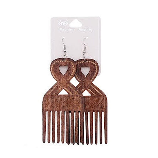 JAE36444 - Wood Comb Earring