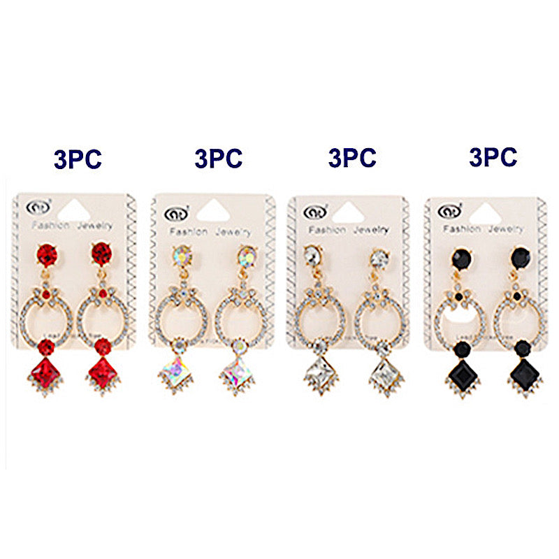 JAE37176-4C - Crystal Drop Earring