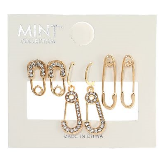 JAE39857 - 3 Pair Paper Clip Earring Set