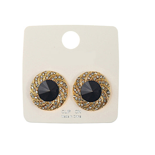 JAE40582C - Clip On Black Earring