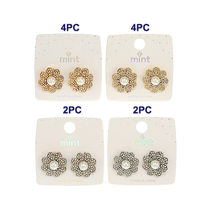Pavé Pearl Flower Post Earring