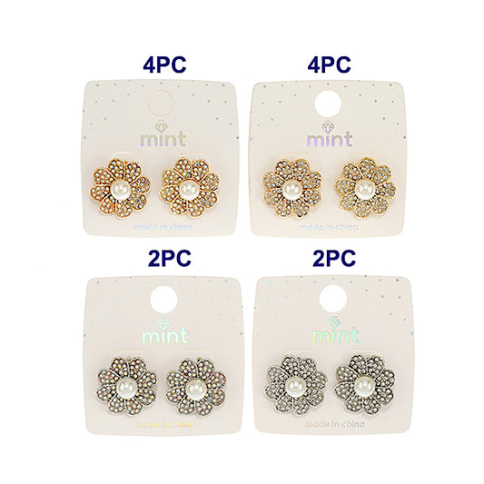 Pavé Pearl Flower Post Earring