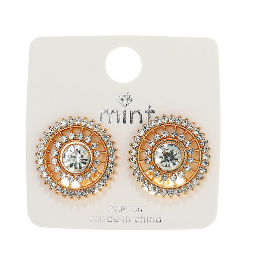 Clip On Pavé Circle Post Earring