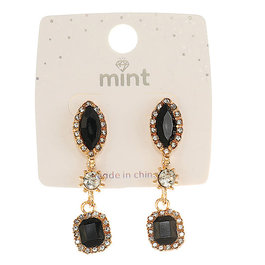 Black Geometric Drop Earring