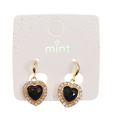 JAE44319BK - Black Heart Dangle Earring