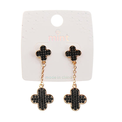 JAE44615BK - Black Clover Drop Earring