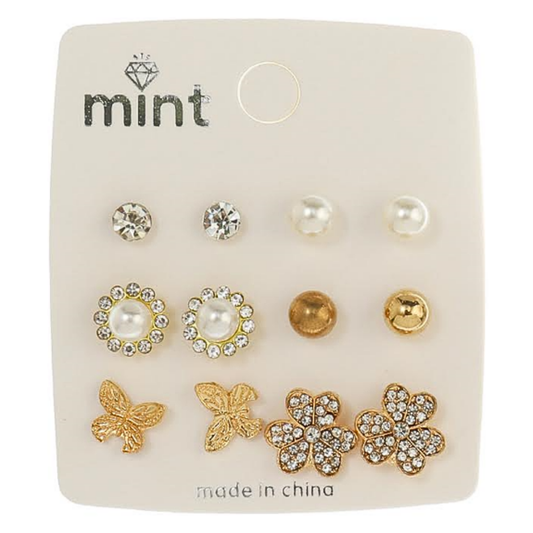 JAE45562 - 6 Pair Clover Earring Set