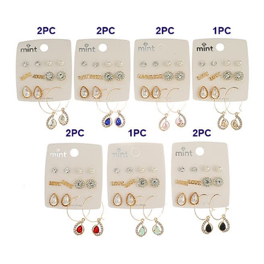 JAE45596 - 6 Pair Crystal Earring Set