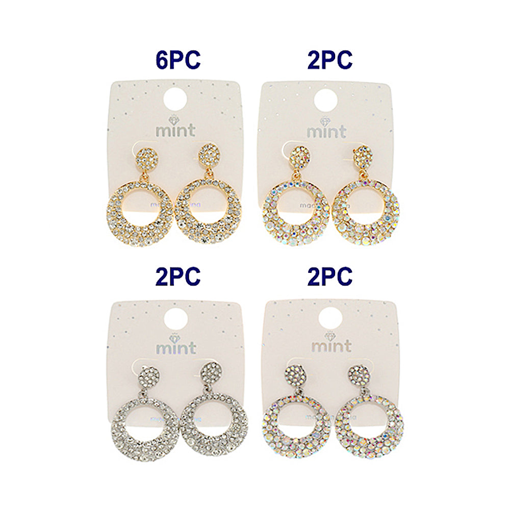 Rhinestone Cluster Circle Drop Earring