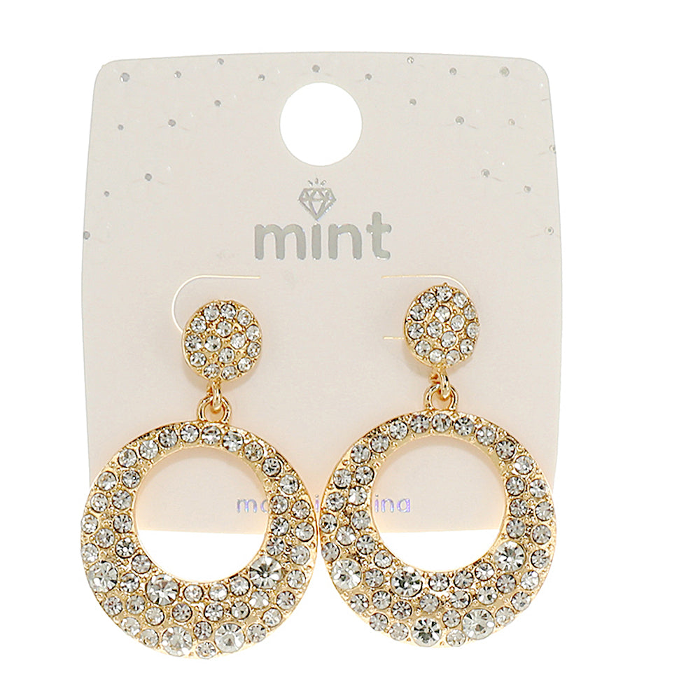 Rhinestone Cluster Circle Drop Earring