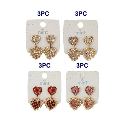 JAE46172 - Rhinestone & Pearl Heart Earring