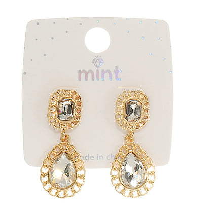 JAE46681 - Crystal Chain Border Drop Earrings