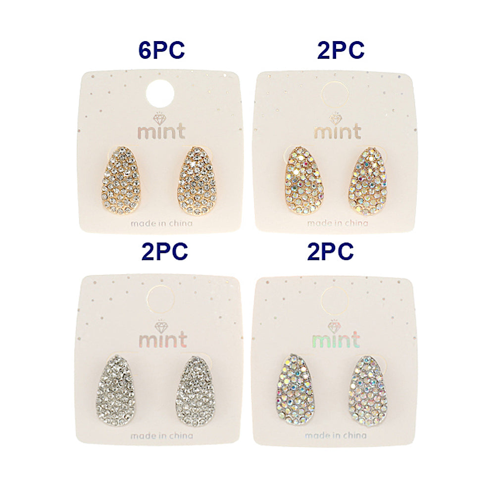 JAE47142 - Flat Teardrop Rhinestone Earring