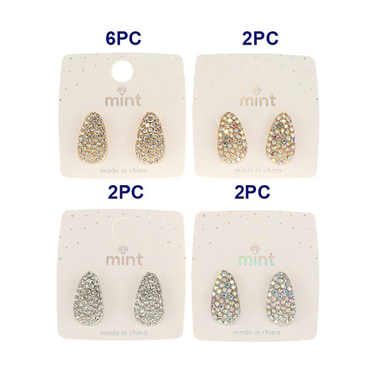 JAE47142 - Flat Teardrop Rhinestone Earring