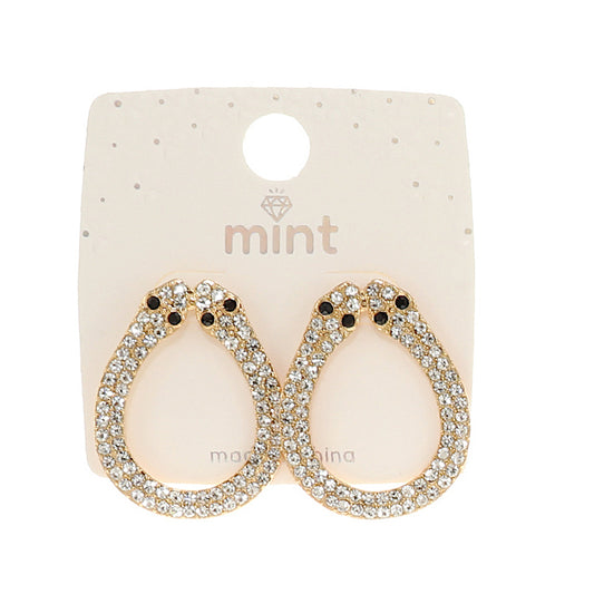 JAE47456 - Rhinestone Snake Dangle Earring