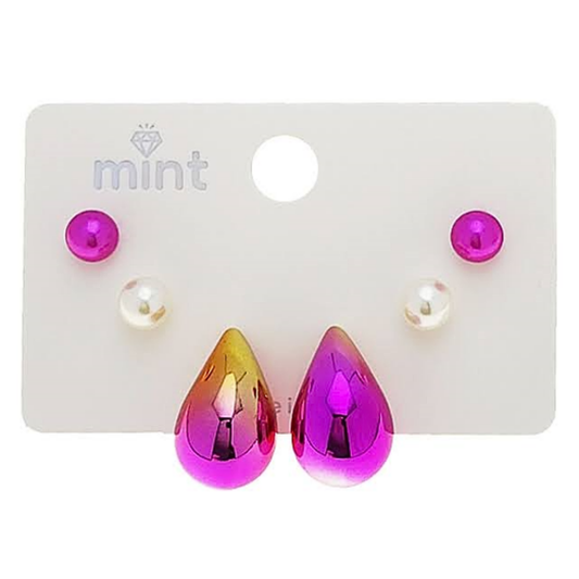 JAE48201 - 3 Pair Teardrop Earring Set
