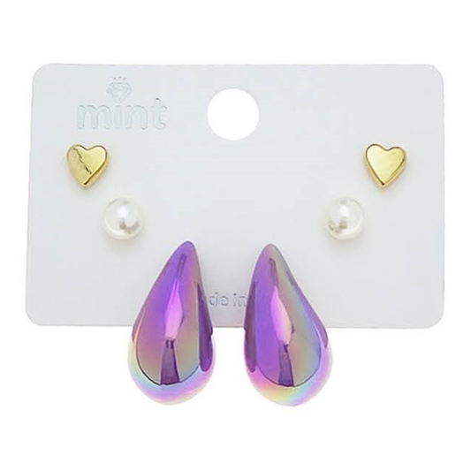 JAE48202 - 3 Pair Teardrop Earring Set