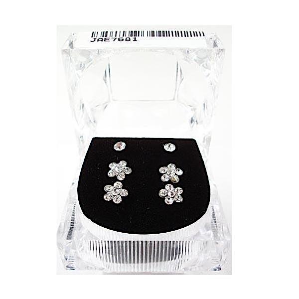 3 Pairs Flower Stud Earrings