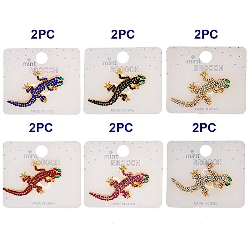 JAH48747 - Rhinestone Gecko Brooch