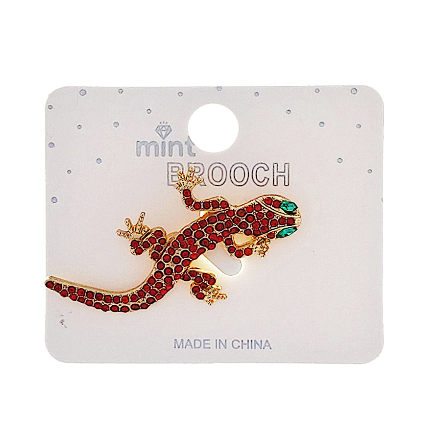 JAH48747 - Rhinestone Gecko Brooch