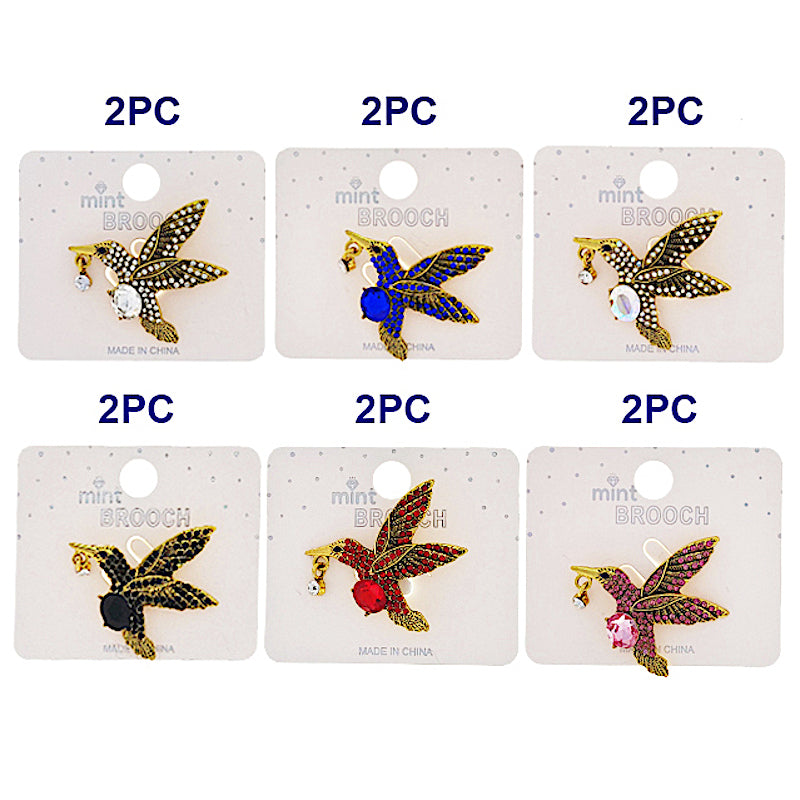 JAH48750 - Rhinestone Hummingbird Brooch