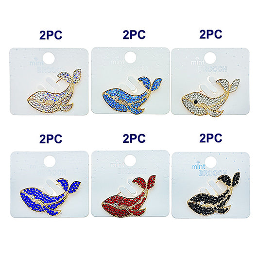 Rhinestone Whale Brooch