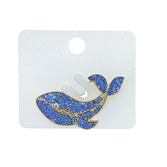 Rhinestone Whale Brooch
