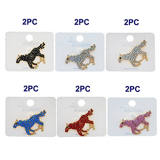 Rhinestone Horse Brooch