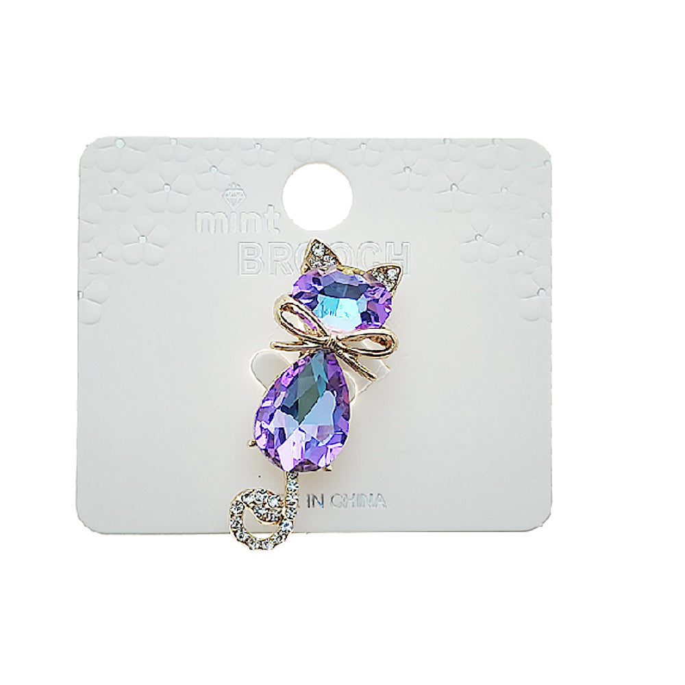 Crystal Cat Brooch