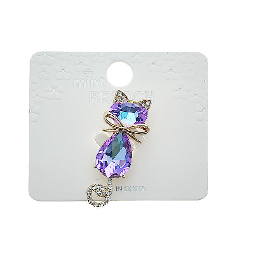 Crystal Cat Brooch