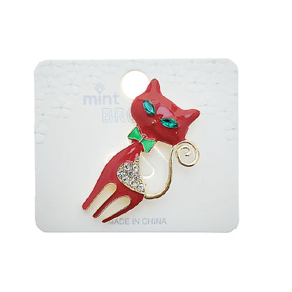 Enamel Cat Brooch