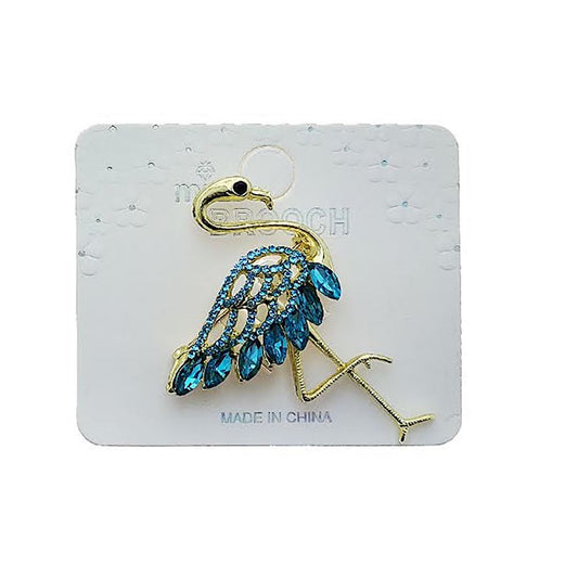 Rhinestone Crane Brooch