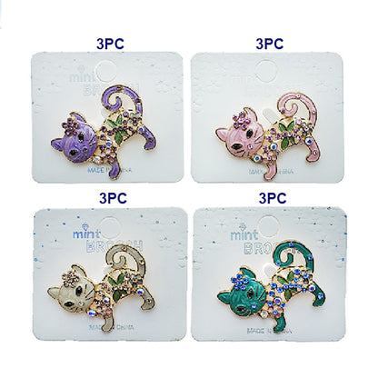 Enamel Flower Cat Brooch