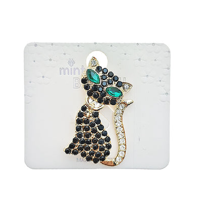 Rhinestone Cat Brooch