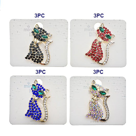 Rhinestone Cat Brooch