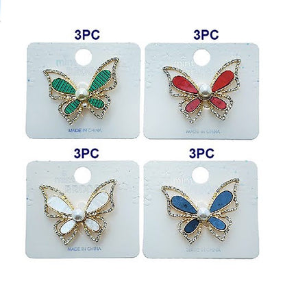 Rhinestone Pearl Butterfly Brooch