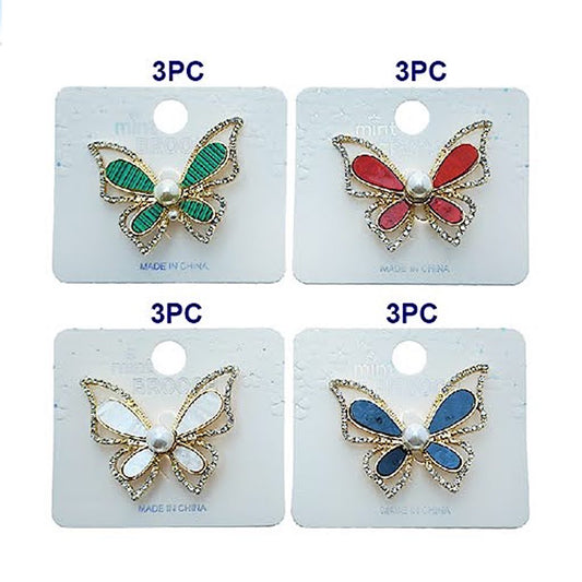 Rhinestone Pearl Butterfly Brooch