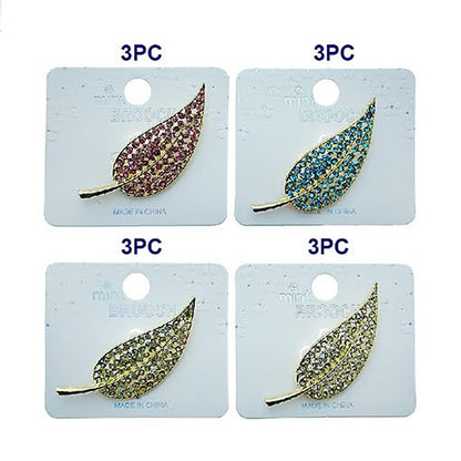 Rhinestone Leaf Brooch