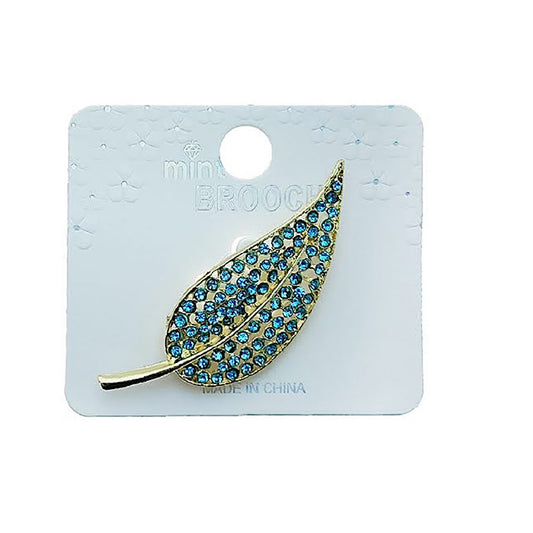 Rhinestone Leaf Brooch