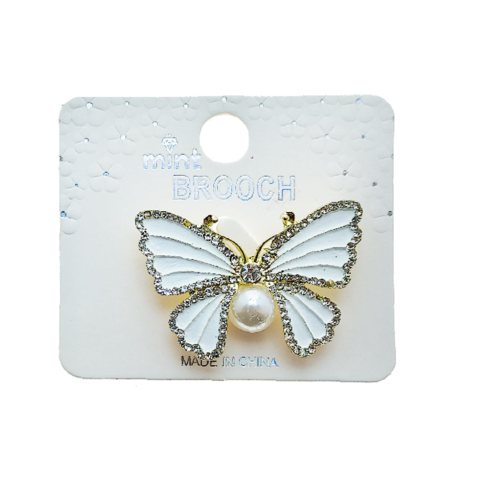 Rhinestone Enamel Butterfly Brooch