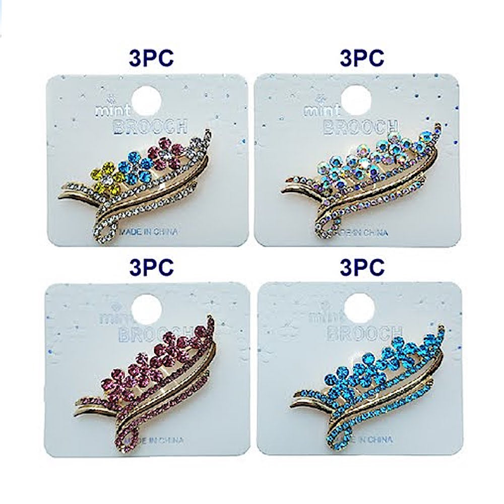 Rhinestone Flower Bouquet Brooch