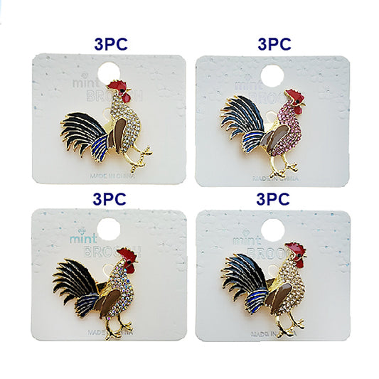 Rhinestone Rooster Brooch