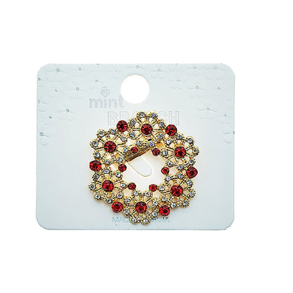 Rhinestone Flower Wreath Brooch
